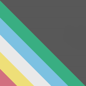 The Disability Pride flag, which is the symbol of Disability Pride Month. A diagonal pattern of colourful stripes. From bottom left to top right, the colours are: pink, yellow, white, light blue, green, and dark grey. Each stripe is of equal width and runs diagonally across the square image.