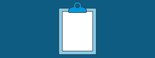 Simplified clipboard icon on blue background