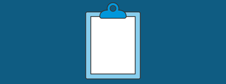 Simplified clipboard icon on blue background